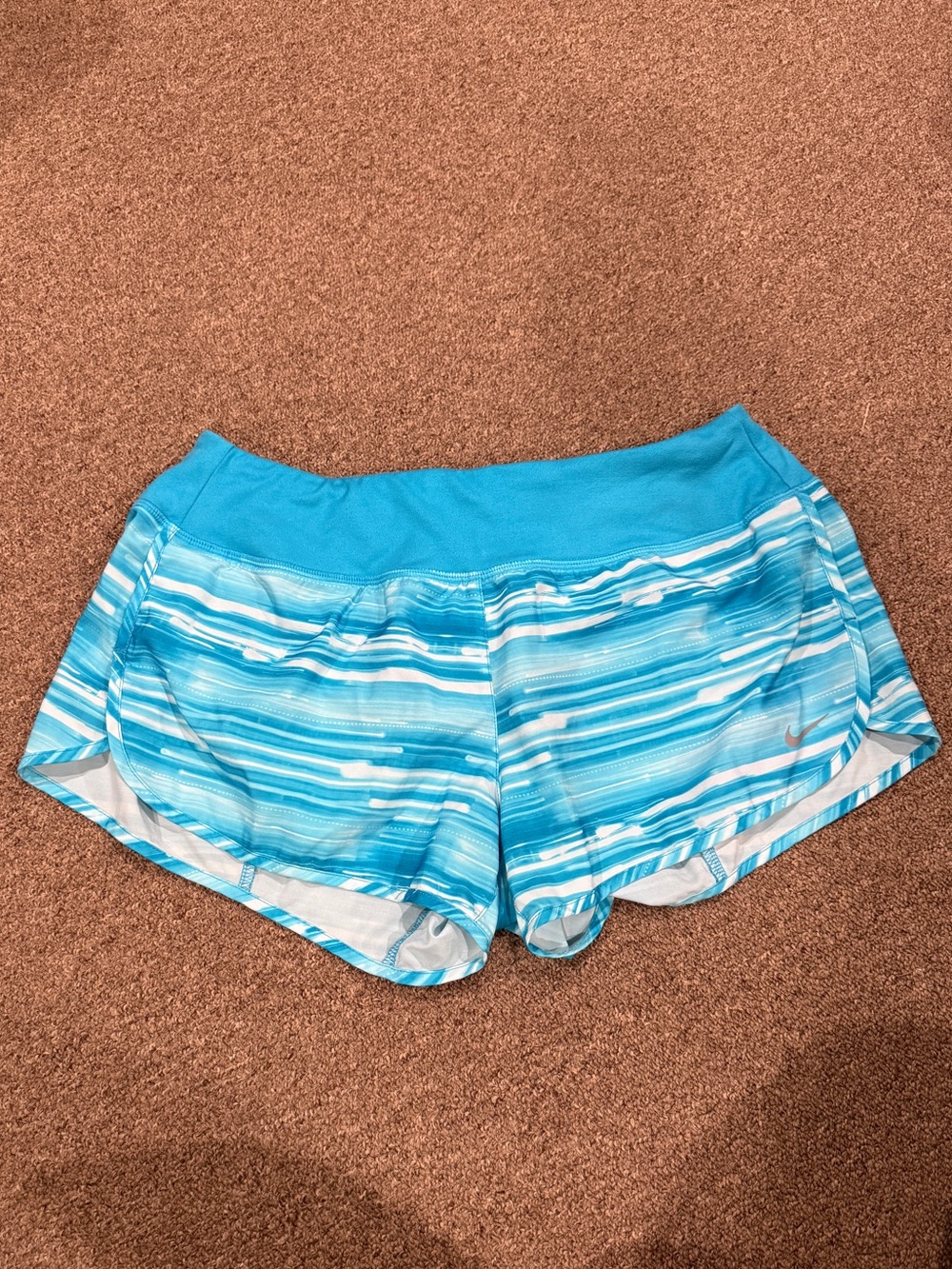 Nike Women's Turquoise Striped Athletic Shorts